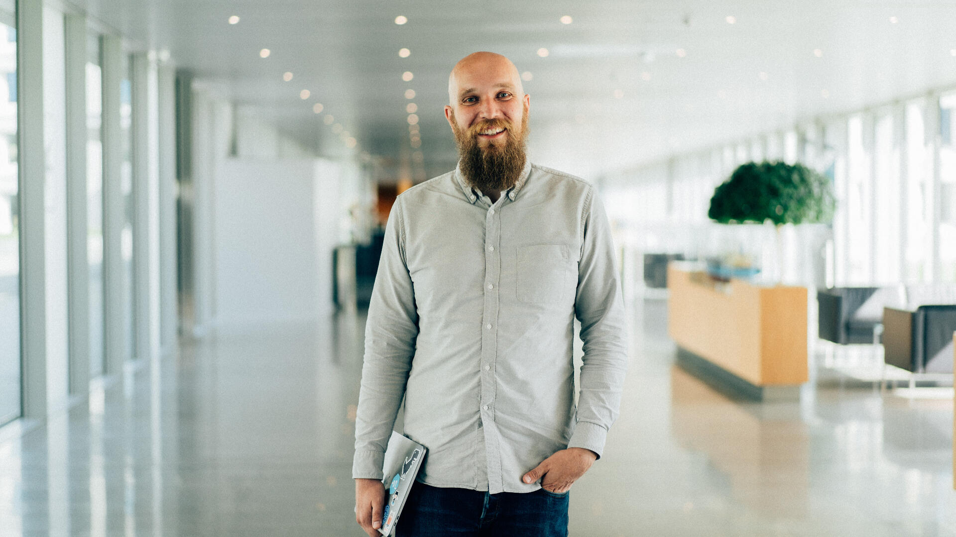 Long beard? Check. Shaved head? Check. It's a UX person alright.