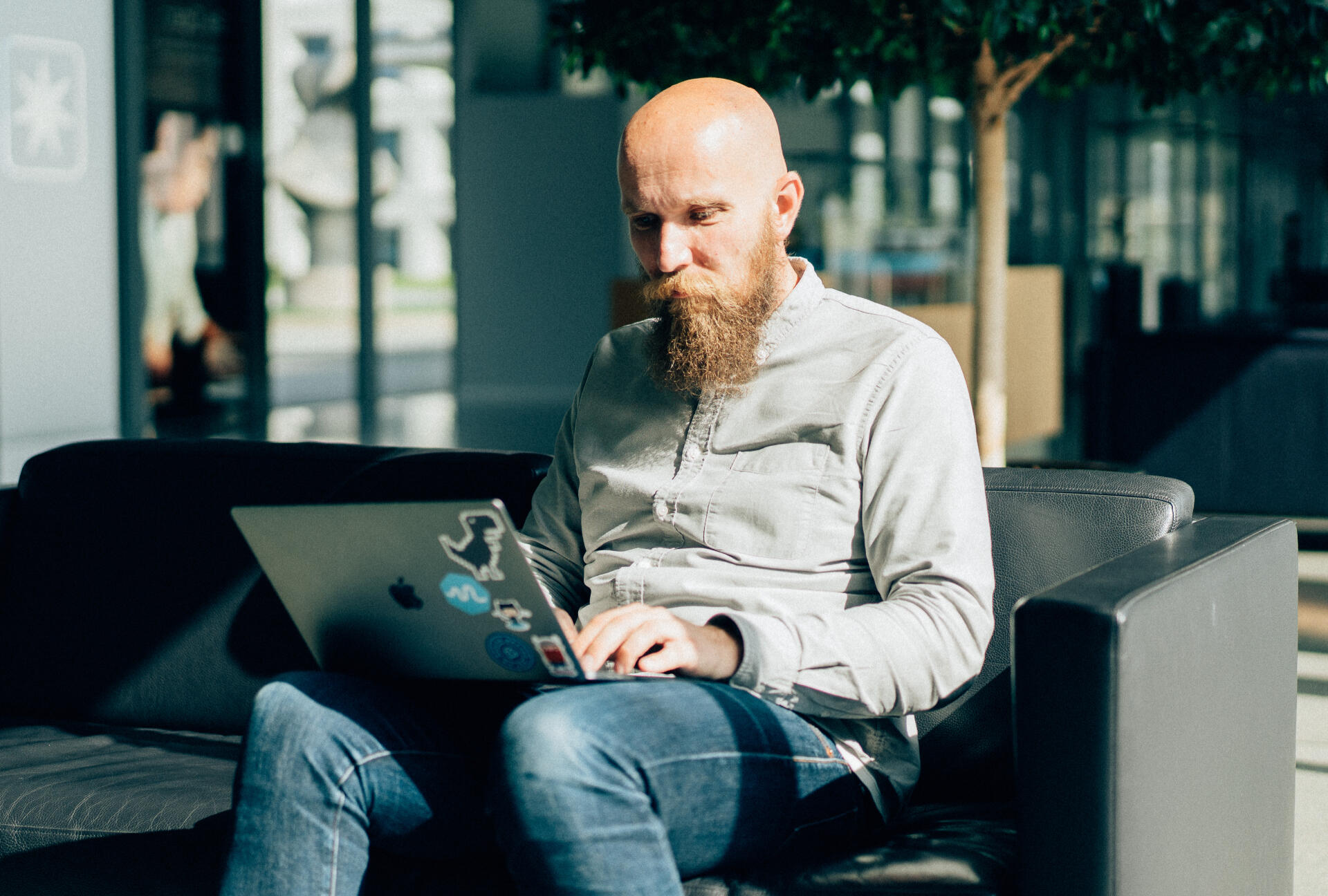 Long beard? Check. Shaved head? Check. It's a UX person alright.
